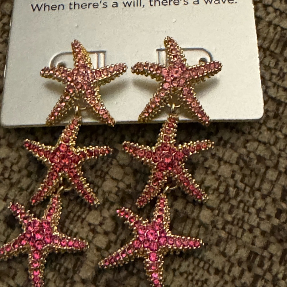 Pink Starfish Earrings by SUGARFIX By Baublear